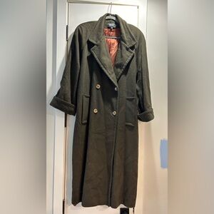 Vintage Green Wool Long Coat